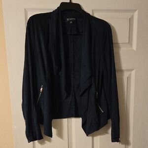 INC International Concepts Dark Blue Jacket with Zipper Accents